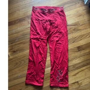 Victoria’s Secret Red Embellished Flare Pants S – Y2K Glam Chic Style